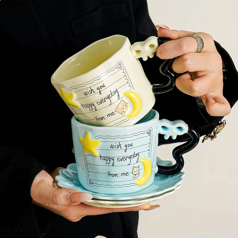 Creative Design Warm Sticky Note Ceramic Mug for Home Milk Breakfast Cup Office Coffee Mug Practical Gift Souvenir