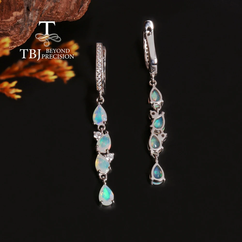 Colorful October Birthstone Natural Opal 925 sterling silver earrings Birthday & holiday gifts for women and girls