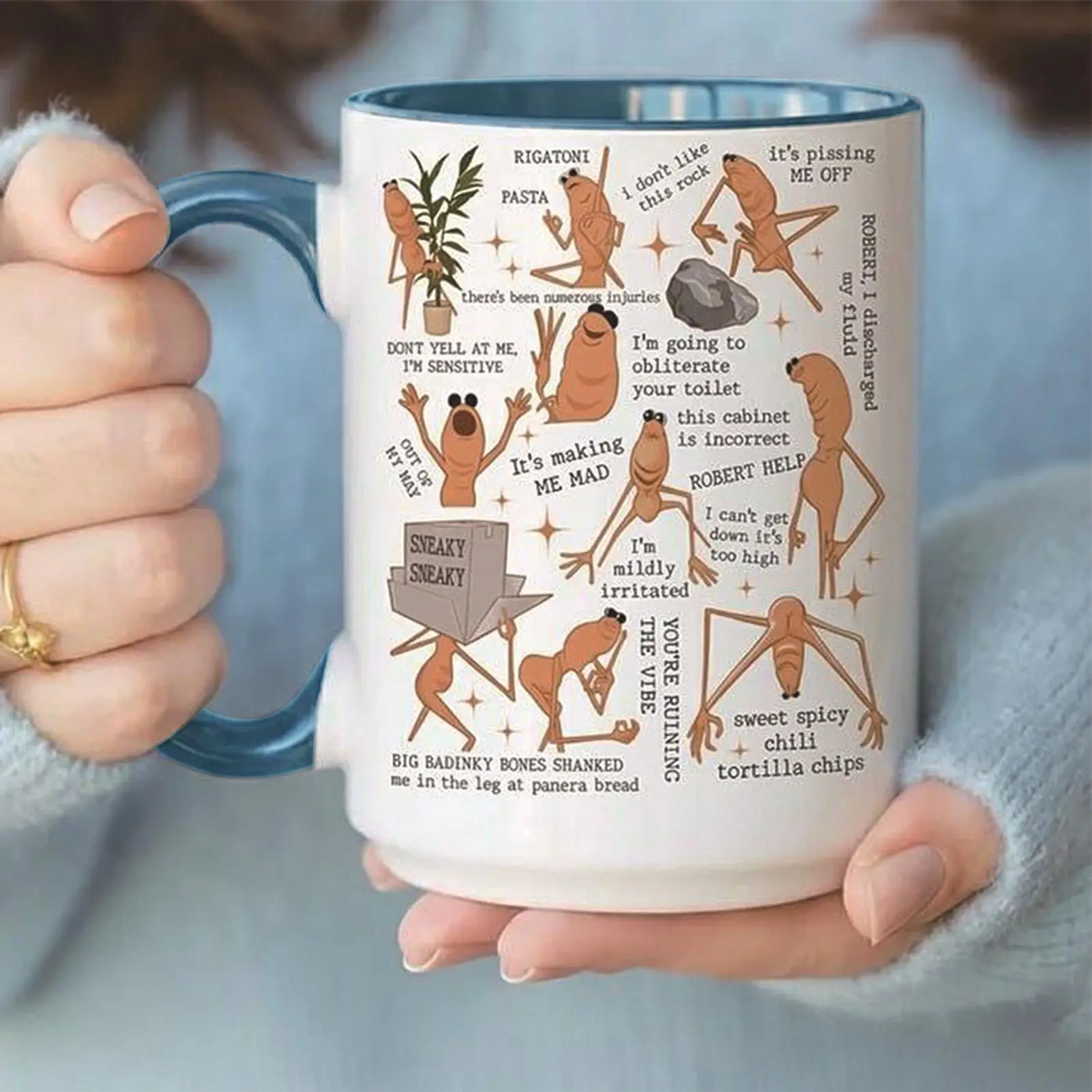 Taza de gusano de Marcus, taza de café biológica divertida y extraño, taza de café de cerámica, taza de agua, novedad, café, café, té de la leche, taza de agua
