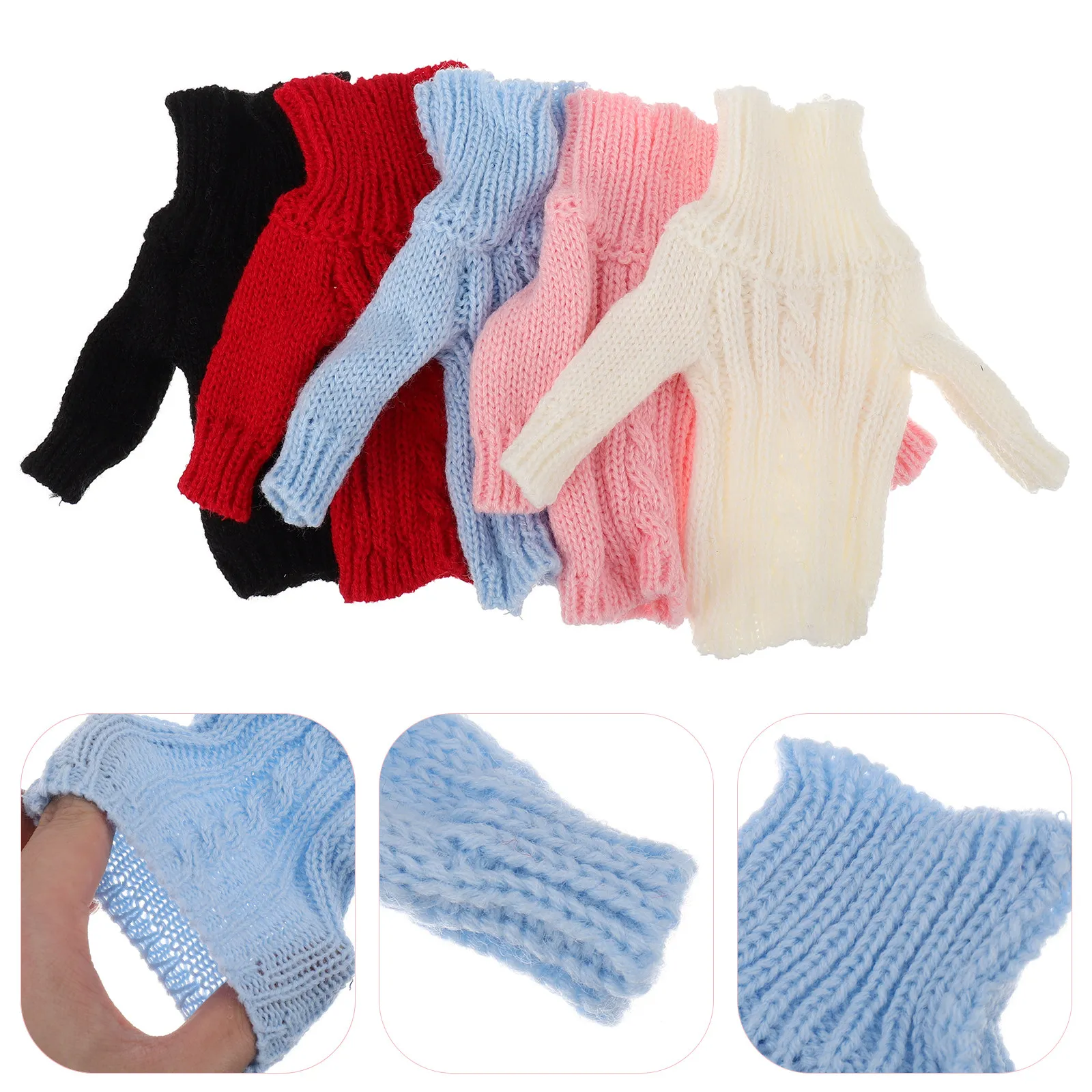 

5Pcs Knit Sweaters Soft Comfortable Clothes Elastic Fashion Outfits for Kids Dress Up Accessories Changeable Casual Wear