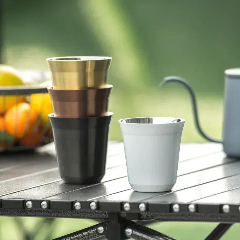 80/160ml Thickened 304 Stainless Steel Outdoor Camping Espresso Mug Double Wall Insulated Coffee Tea Cup for Coffee Tea Water