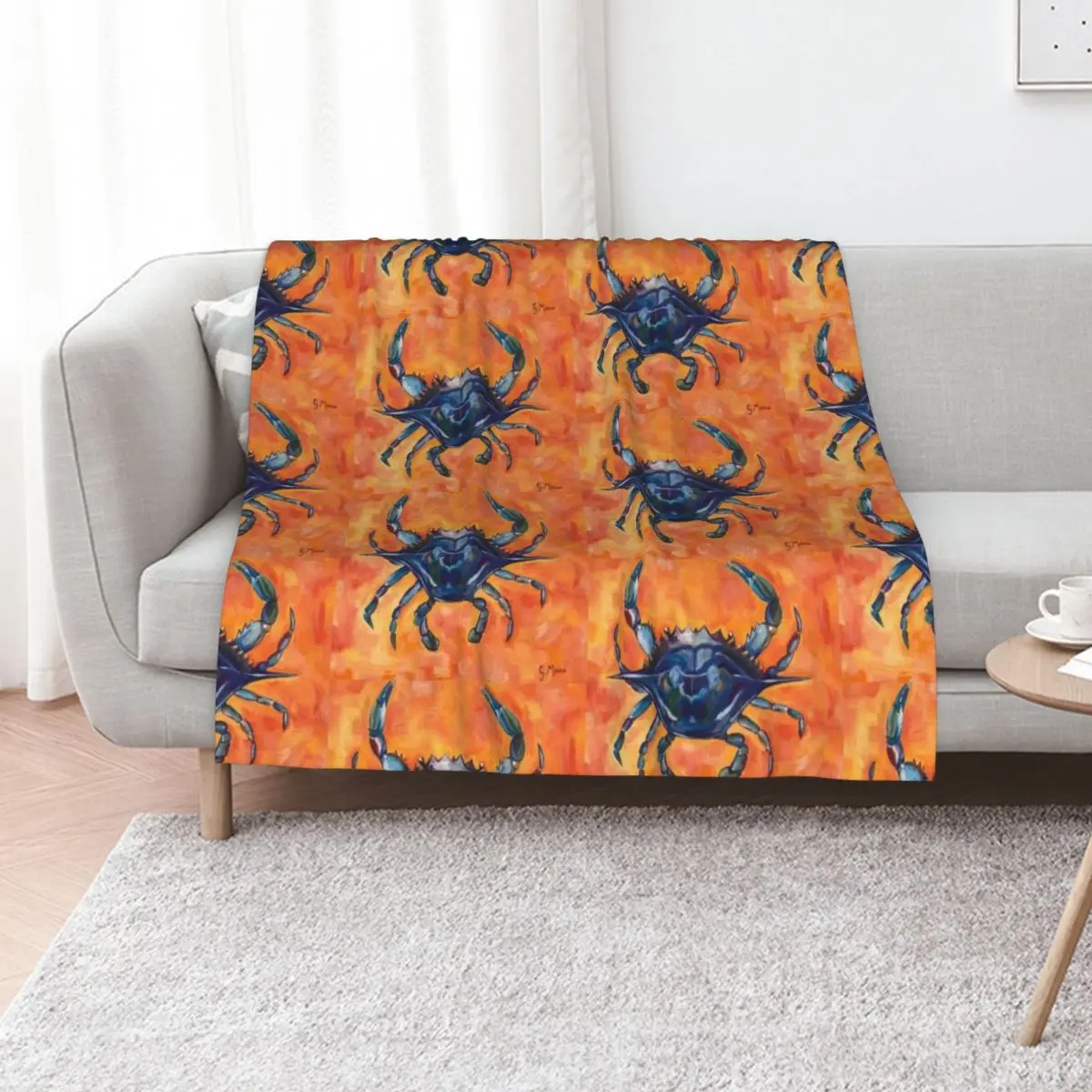 

Blue Crab Throw Blanket Cute For Sofa Thin Softest Plush Blankets