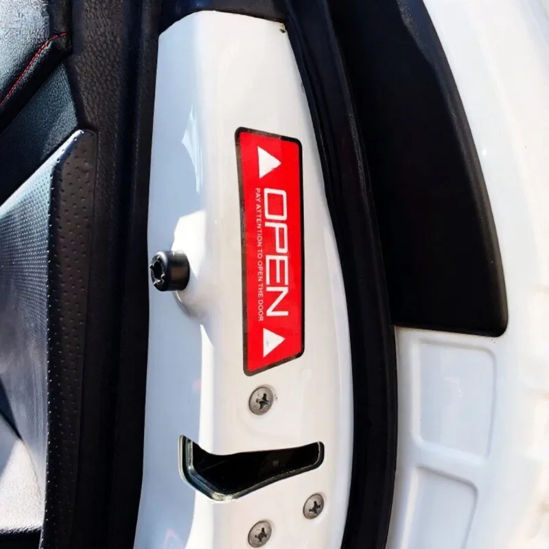 2pcs OPEN Door Warning Vinyl Sticker, Waterproof UV‑Resistant Decal For Car Motorcycle Side Safety Decor, Holiday Gift