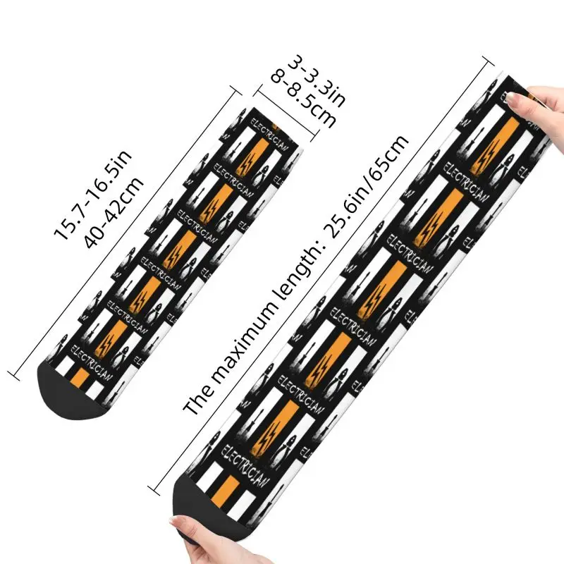 Calcetines de electricista estampados para hombre y mujer, medias elásticas de lino, regalo de ingeniero eléctrico, novedad, verano, Otoño e Invierno