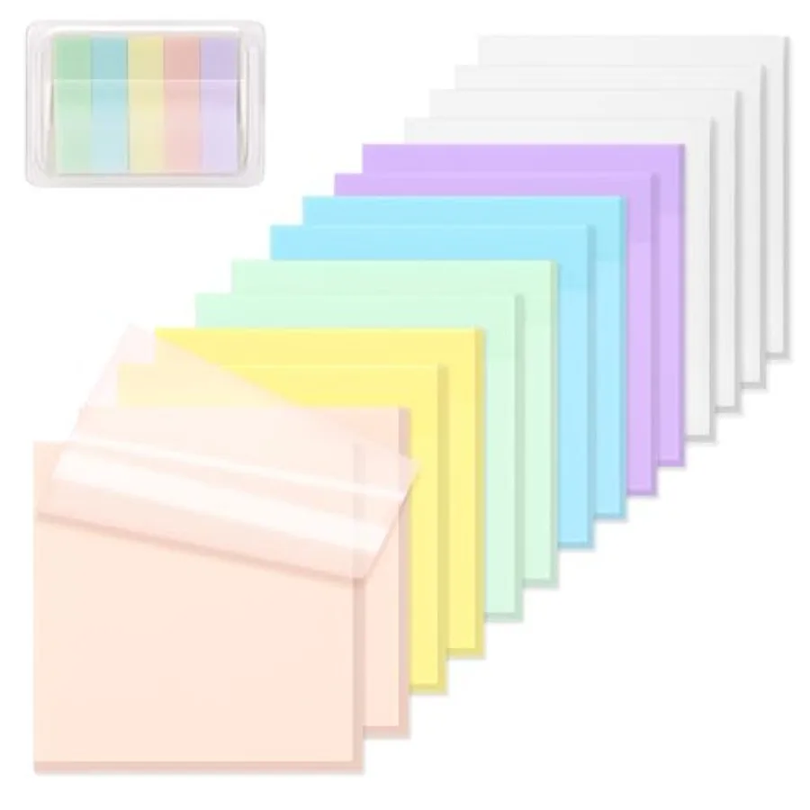 

Transparent Sticky Notes, 3"x3" Clear Sticky Notes, Post Translucent with See Through Self-Adhesive Sticky Pads for Office Scho