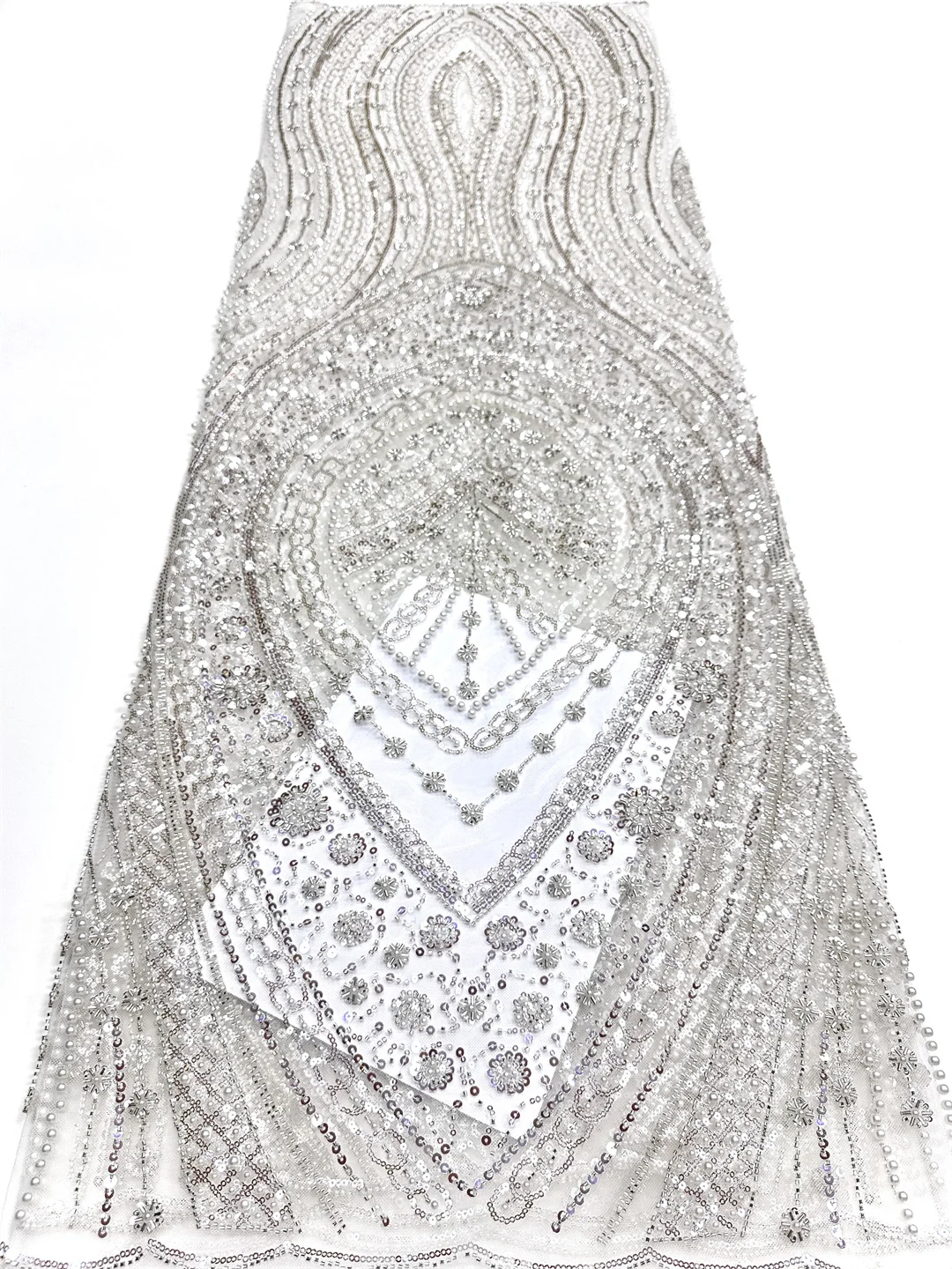 قماش دانتيل فرنسي أفريقي مع خرز يدوي الصنع 2025 ترتر عالي الجودة مطرز قماش دانتيل شبكي تول أفريقي فستان نيجيري #2