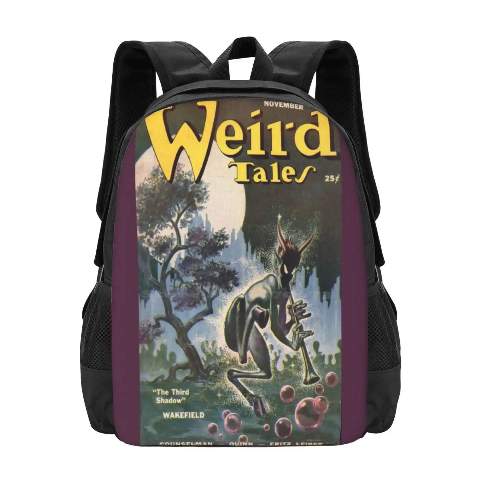 Weird Tales-Jazz Satyr Pattern Design Bag Student'S Backpack Weird Tales Cover Art Magazine Pulp Art Sci Fi Fantasy Freas Third