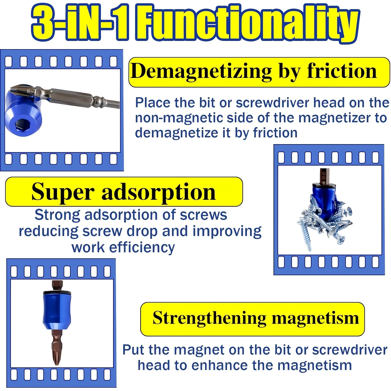 Strong Magnetic Screw Ring, Universal Magnetic Screw Holder for Drill & Screwdriver Bits, Anti - Slip Magnetic Ring Bit Holder