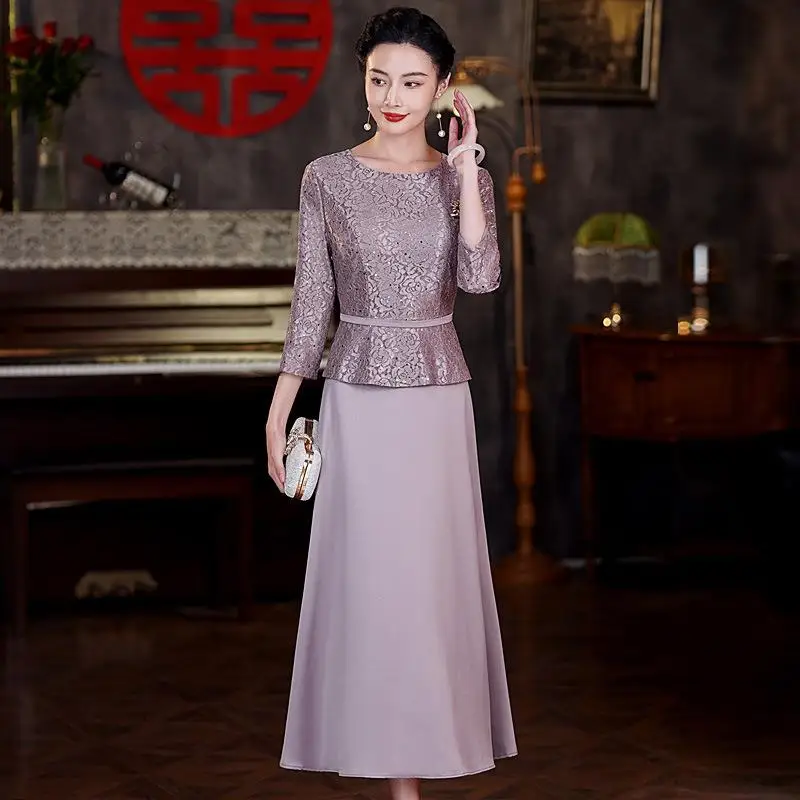 

Новое китайское свадебное платье Ele Young Sle Lace Dr с эффектом двух частей, длинными рукавами, из полиэфирного волокна, для мам