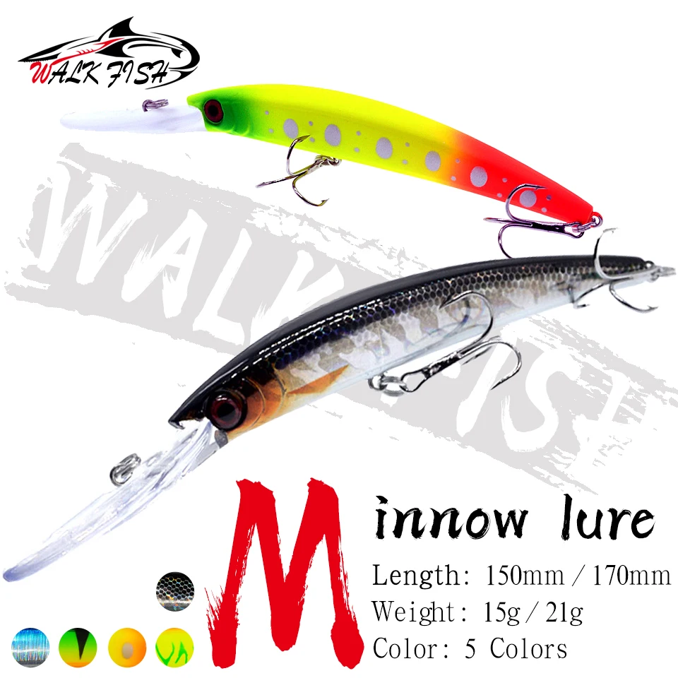 WALK FISH 1PCS 15cm/17cm 15g/21g Long Tongue Mouth Fishing Lure Minnow Bait Hard Bait Artificial Lures Mandarin Bass Pesca