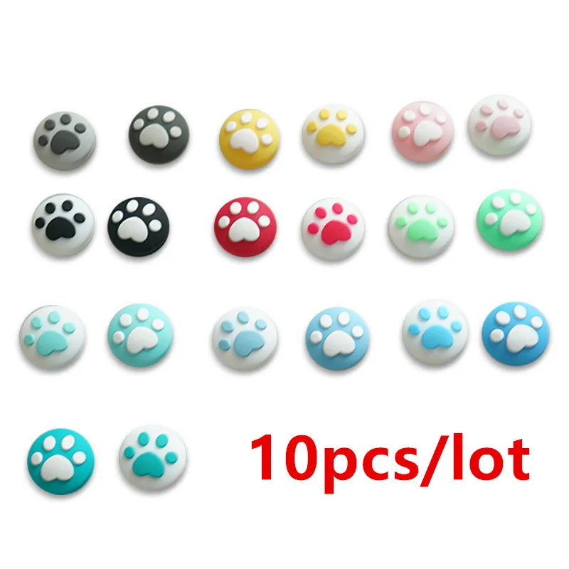 10pcs Cute Cat Claw Thumb Grip Caps Analog Stick Cover Joystick Silicone Cover For Nintendo Switch NS Lite Joy Con Controller