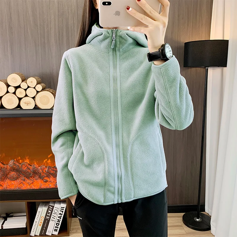 

Reversible Fleece Jacket Women's Winter Thickened Warm Cardigan Hoodie