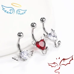 1PC Stainless Steel Belly Button Ring Navel Ring Body Piercing Jewelry Zircon Demon And Angel Devil Sexy Women Birthday
