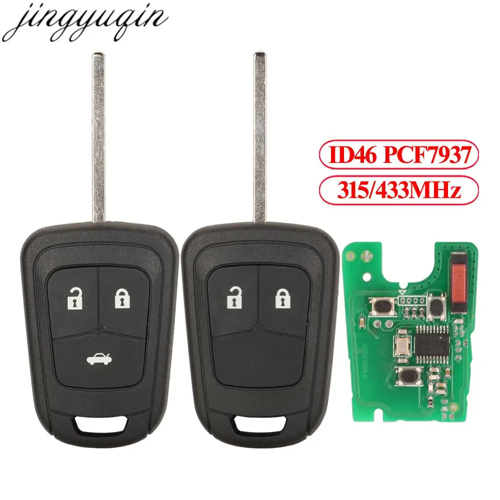 Jingyuqin 2/3B Remote Car Key Alarm ID46 PCF7937 315/433MHz For Chevrolet Camaro Cruze Equinox Malibu Sonic Spark Volt HU100