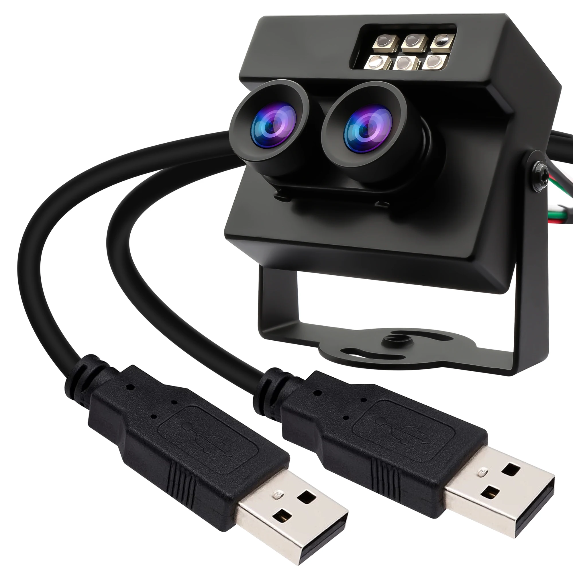 

ELP 3D Stereo Webcam 1080P WDR USB Camera 1080P 30fps Visible Light Camera and IR Camera Transfer from Two USB Cables