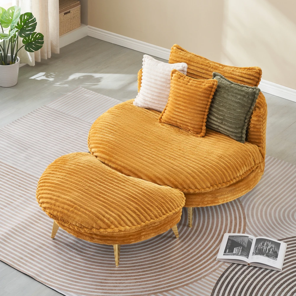 Corduroy Sofa Fabric, with 3 Matching Pillows and Two Spacious and Comfortable Seats, for Apartment Office Living Room