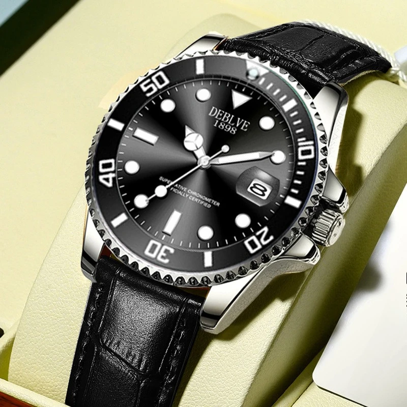 Men's Calendar, Luminous Belt, Business Watch, Movable Rotating Cover, Fashionable Men's Quartz Watch
