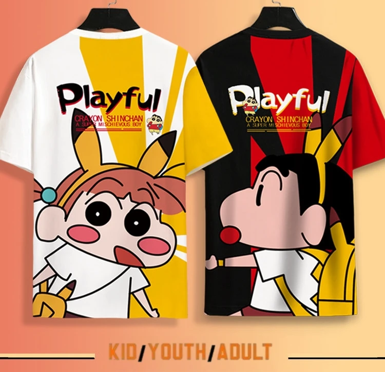 

Новинка ко Дню святого Валентина: футболки из серии Crayon Shin Chan для мужчин, женщин и детей, семейные комплекты, свободный крой, дышащие, с короткими рукавами.