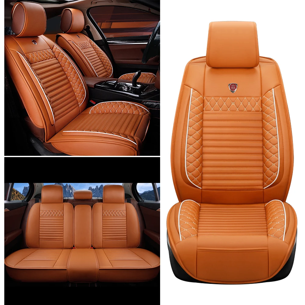 Car Seat Covers Full Five Seats PU Leather High Back Front And Rear Split Bench Car Seat Cover Waterproof Cayenne