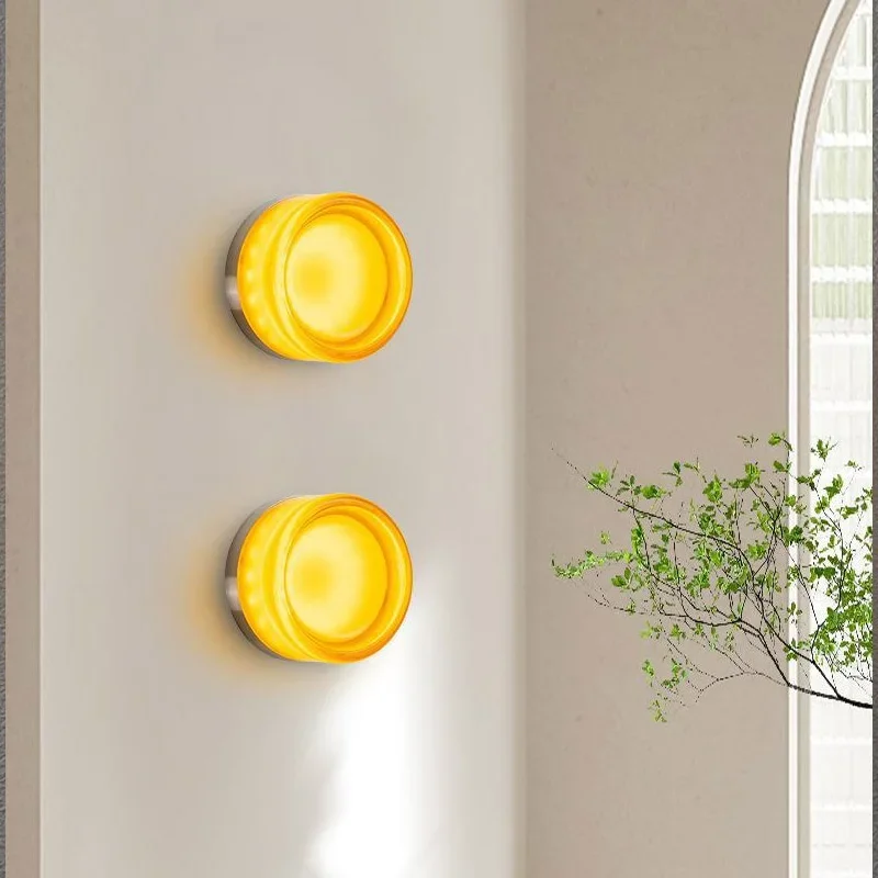 LED Nordic Wall Lamp Smoke Grey Amber Wall Lights For Study Bedroom Bedside Living Room Indoor Home-Appliance Decoration Fixture