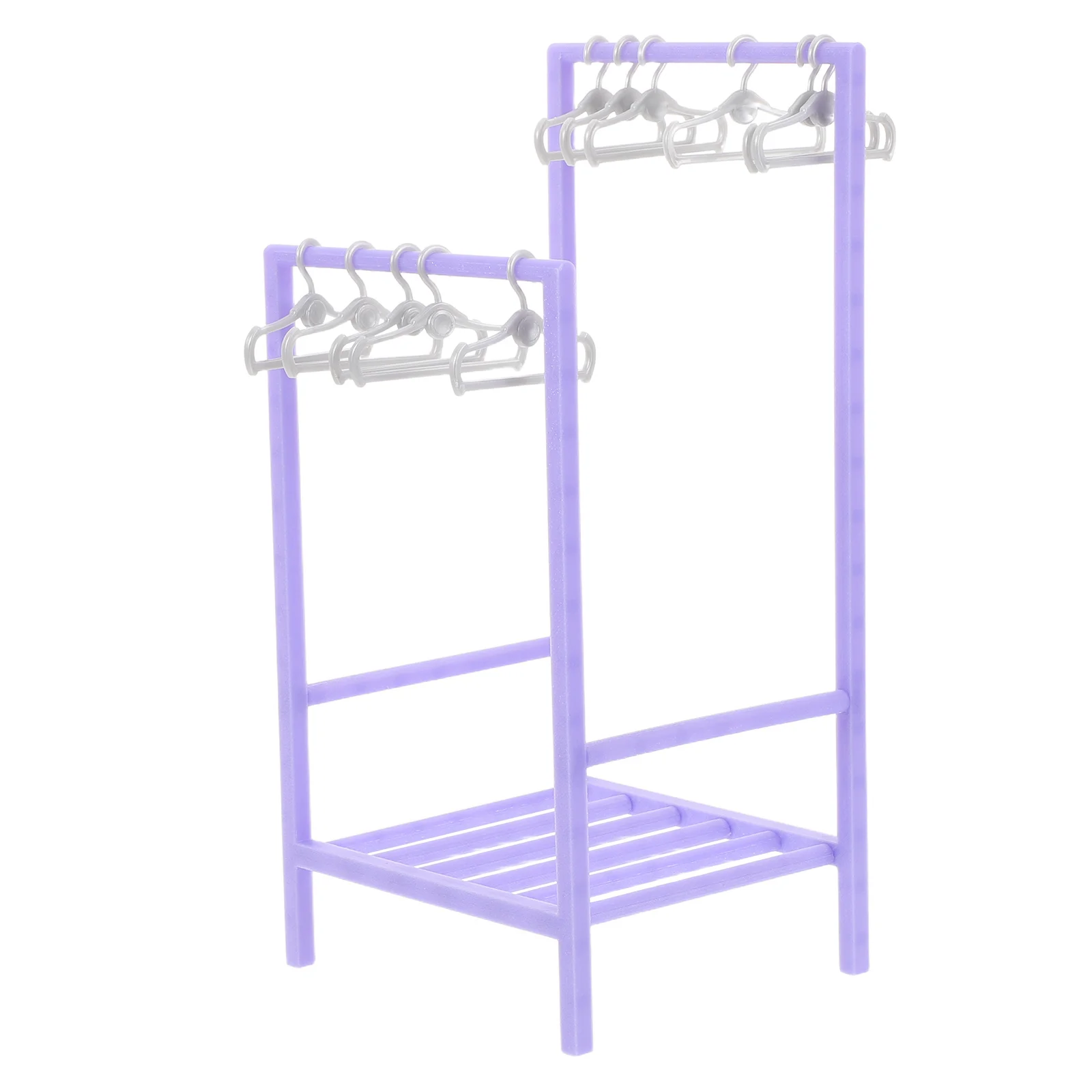 

1 Set 30Cm Purple Miniature Hangers Realistic Dollhouse Clothes Organizer Durable Plastic Mini Garment Rack For Kids Wardrobe