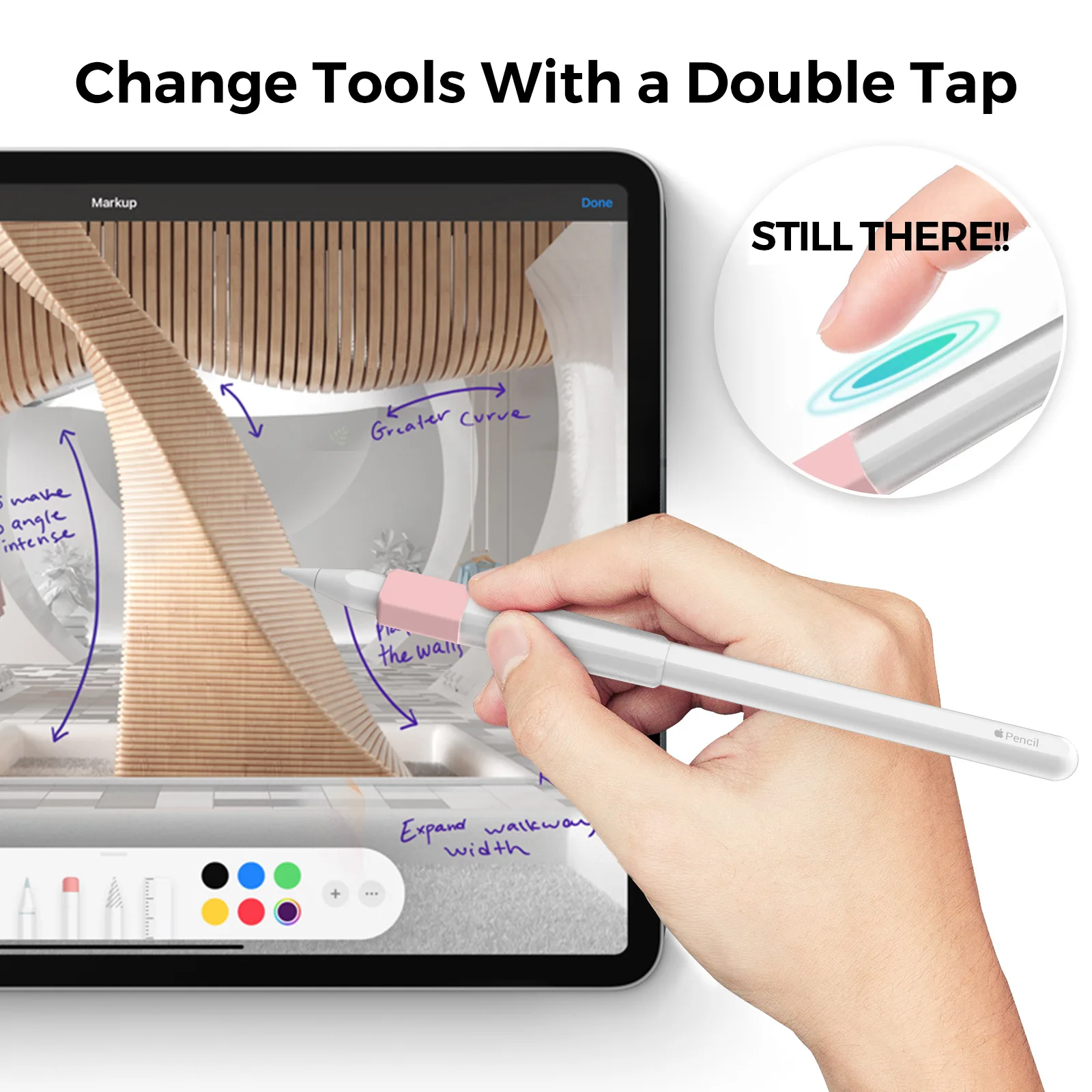 Stylus Cover Silicone For Apple Pencil 2 ​Touch Screen Pen Grip Case Shockproof Anti-Scratch Non-Slip Protective Sleeve Pencil