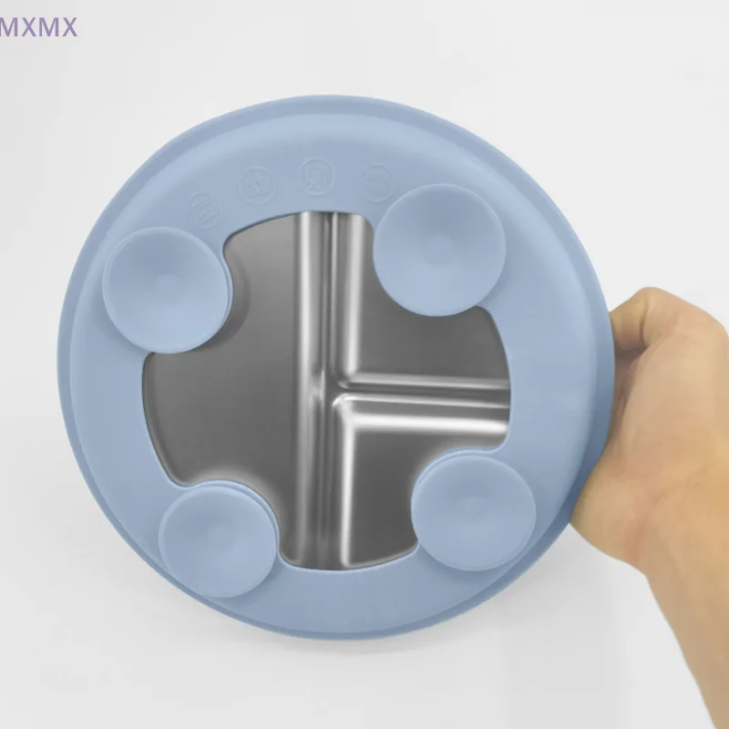 

Stainless Steel Baby Plate Set With Suction Cup, 9-inch Divided Toddler Plate With Removable Silicone Cover, Kids-friendly