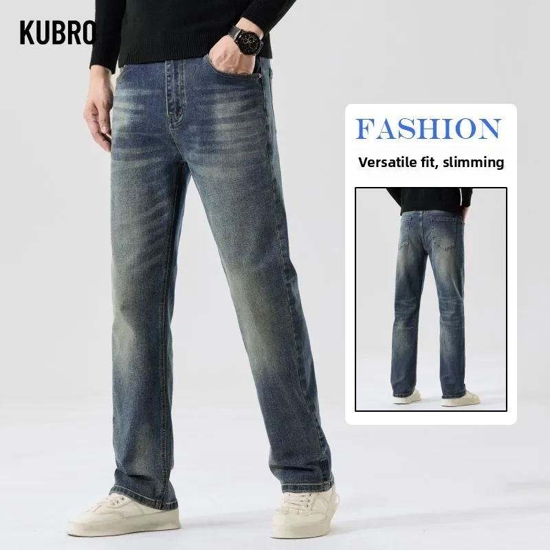 

Новые осенне-зимние элитные европейские мужские утягивающие эластичные маленькие прямые легкие роскошные деловые и универсальные джинсы
