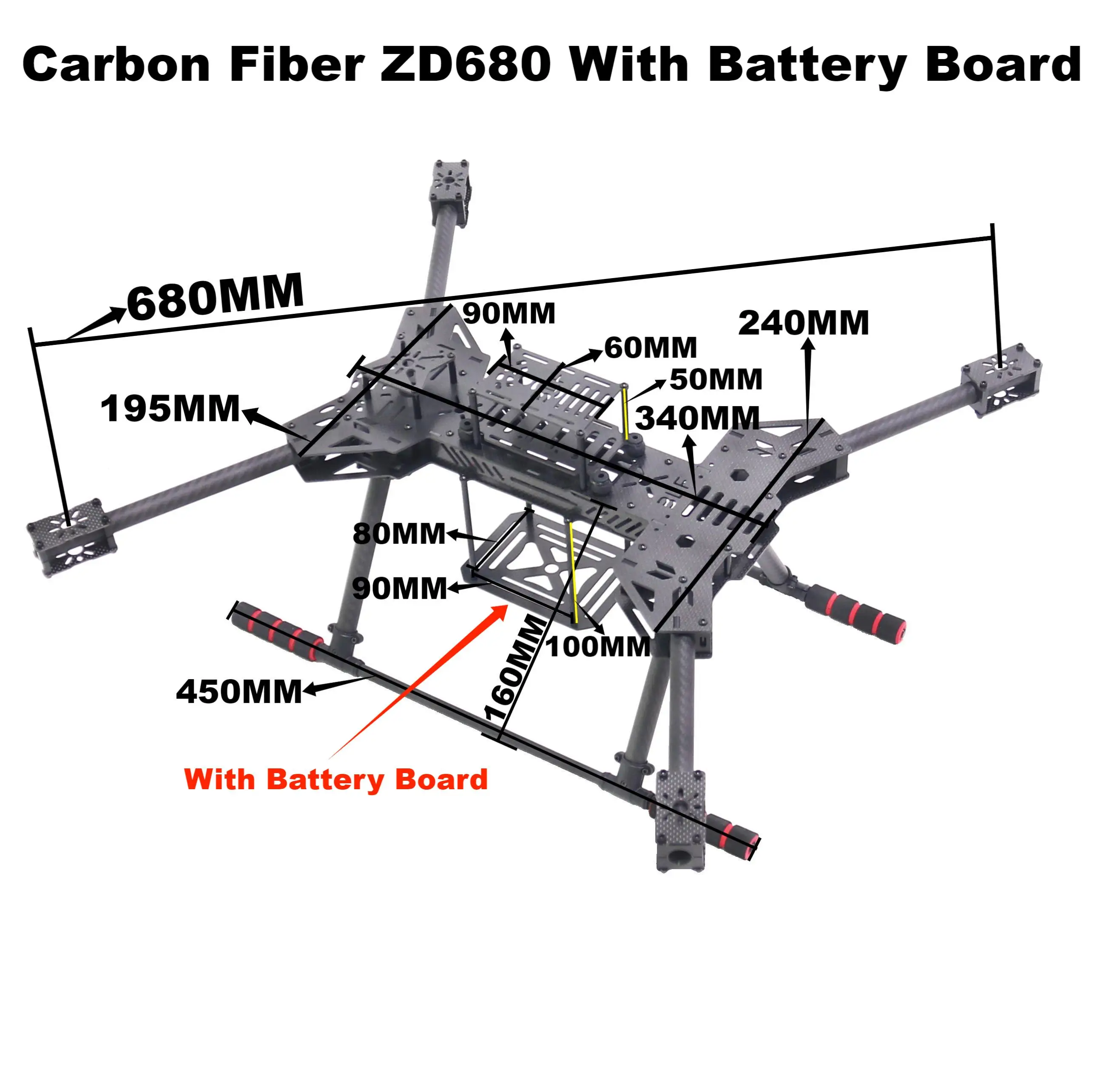 

RCtosky New F680 all carbon fiber ZD680 foldable arm aircraft frame kit PIXHAWK Ardupilot Flight Control