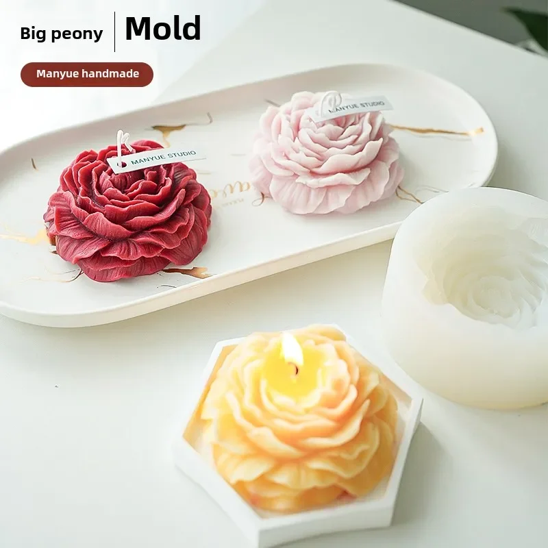 WHISKER | Korean Large Peony Flower Mold Scented Candle Homemade Handmade Plaster Handmade Candle Soap Mold Baking Silicone Mold