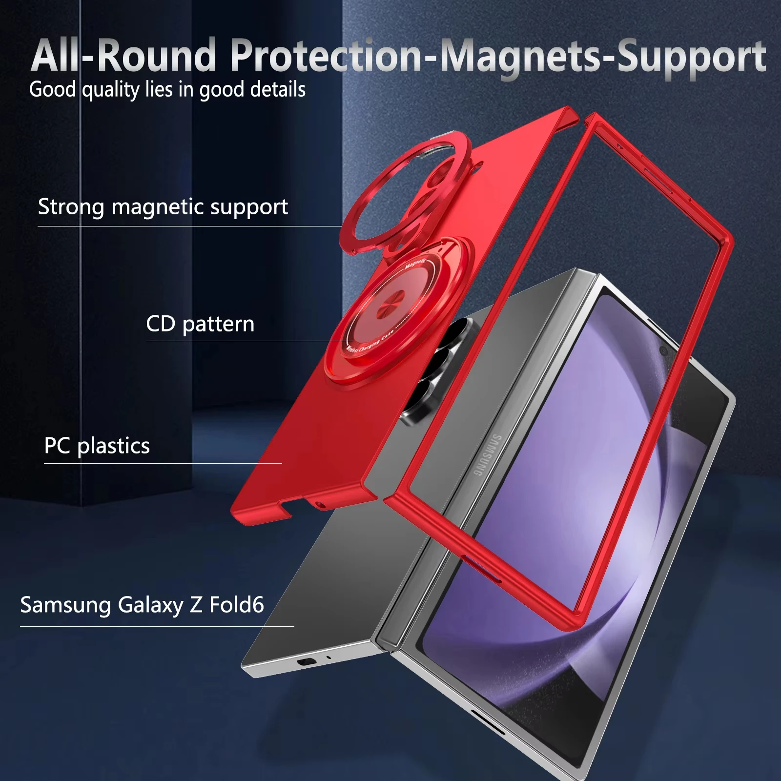360 °   Obrotowy, supermagnetyczny pierścień, składane, wstrząsoodporne i odporne na upadki etui ochronne do Samsung Galaxy Z Fold 8Ultra 7 6 5 4 3 — zdjęcie produktu 6