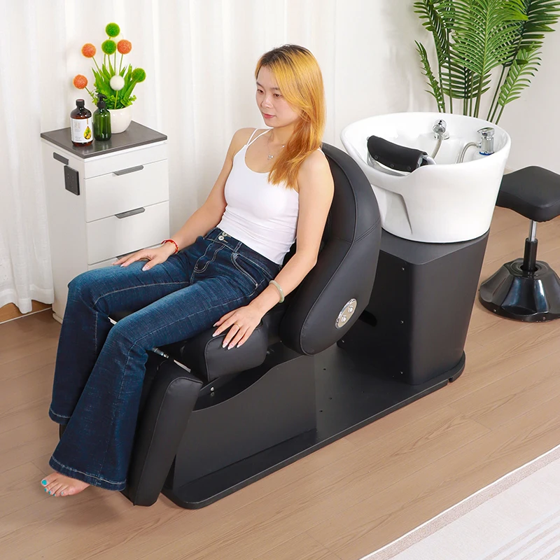 

Мебель для салонов красоты: кресло для мытья головы, керамическая раковина, электрическое массажное кресло-кровать для спа с вращающейся подставкой для головы