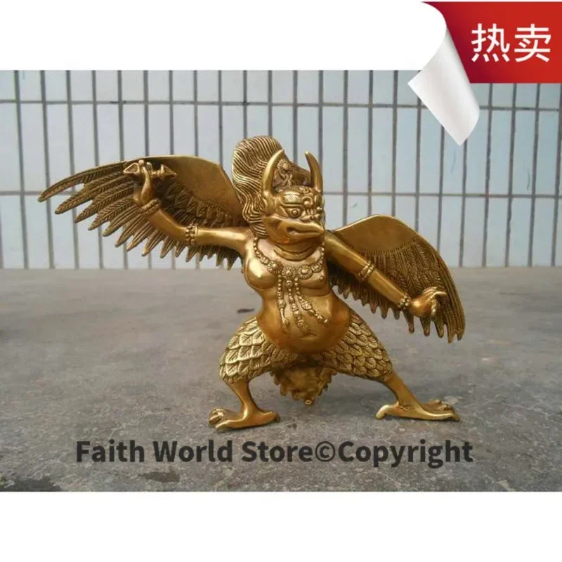 GOOD Buddhism statue # 25cm large # HOME Talisman efficacious Protection # Buddhist brass suparna suparnin Garuda Dhwaja statue