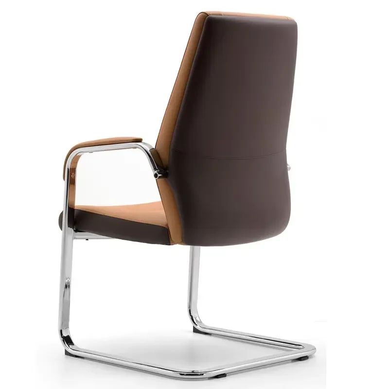Contemporary Executive Leather Office Chair Precision Polished Electroplated Arch-Shaped Frame for Workshop Bedroom Modern