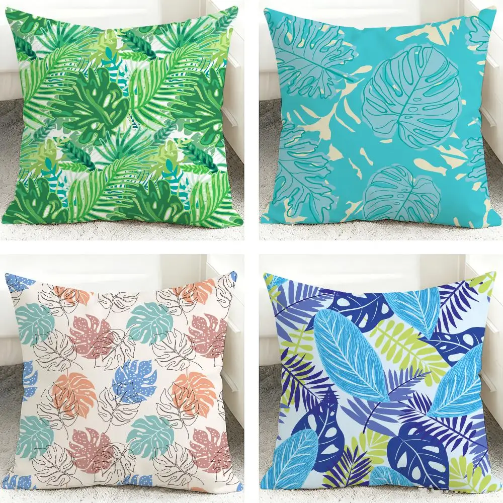 Tropical Palm Leaves Cushion Cover 40x40cm Square Decorative Sofa Cushion Cover Bedroom Living Room Home Decor Gift
