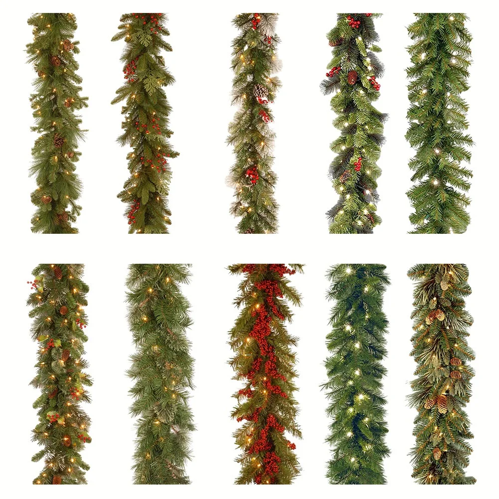 

1.8m Christmas Vine Red Berry Vine Christmas Garland Wreath Xmas Pine Tree Rattan Decor Use For Festival Garden Home Decoration