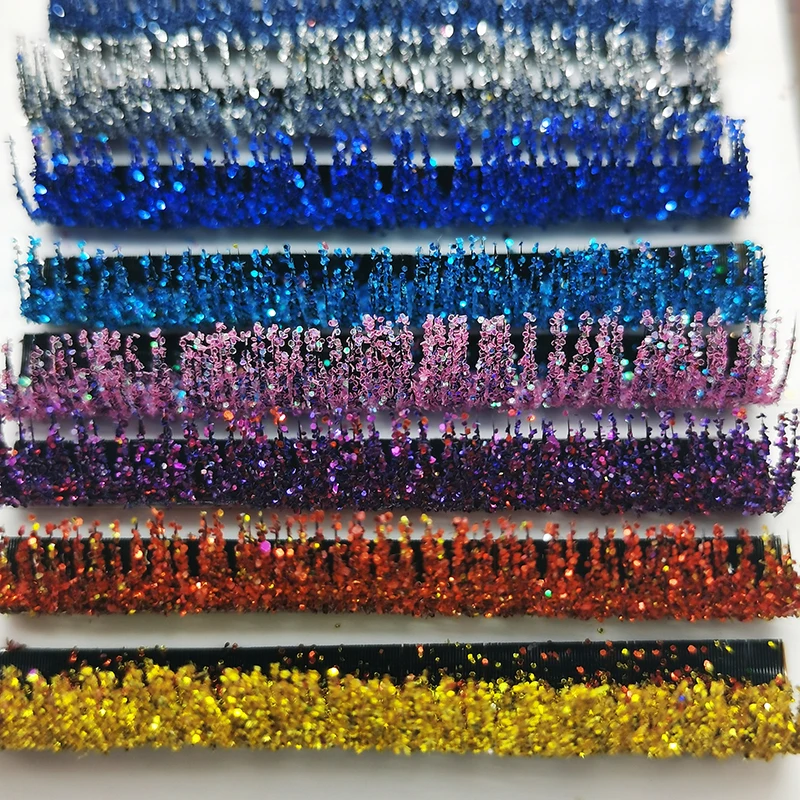 Cores misturadas Glitter Extensões de Cílios, Cílios Falsos Coloridos Brilhantes, Falso Volume Russo, Cílios Individuais para Suprimentos de