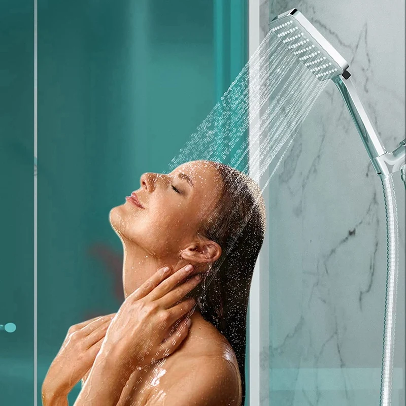 Douchekop Met Handheld, Één Handbediening 6-Instelling Hogedrukdouchekop, Met 59Inch Rekbare Slang