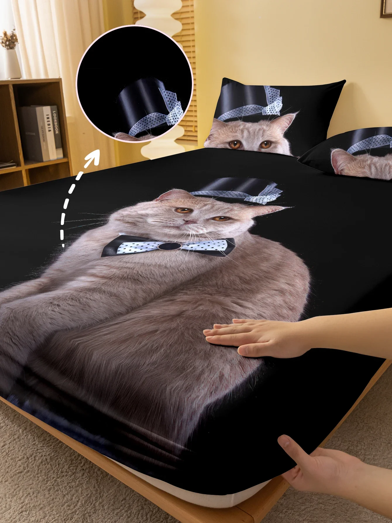 1 cartoon cute Animal Cat digital printed frosted Fitted Sheet,bedroom printed bed cover,bedding(No pillowcase)