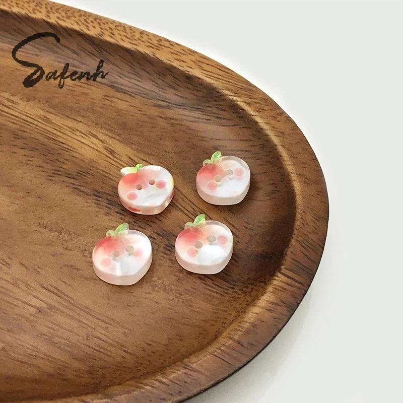 20Pcs Cute Peach Buttons - Cartoon Fruit Resin Buttons For Children's Clothing & DIY Craft Projects