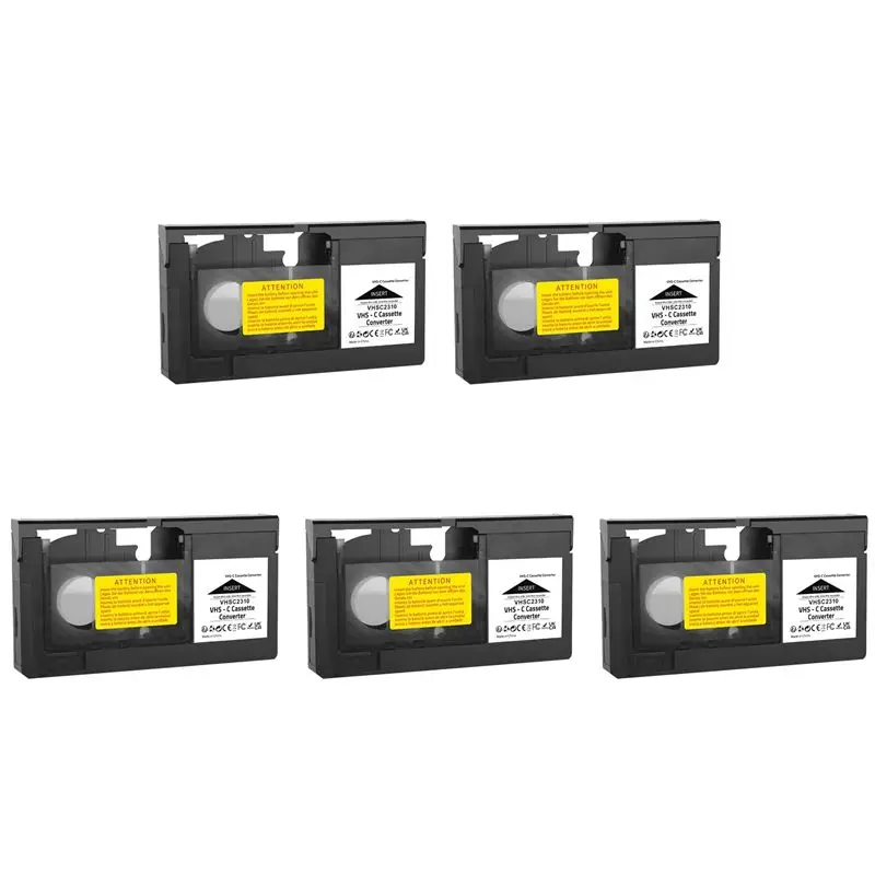 Convertidor de casetes VHS-C de rendimiento estable 5X para JVC, RCA, Panasonic, adaptador de casetes VHS a VHSC SVHS-C, no apto para 8 mm/min