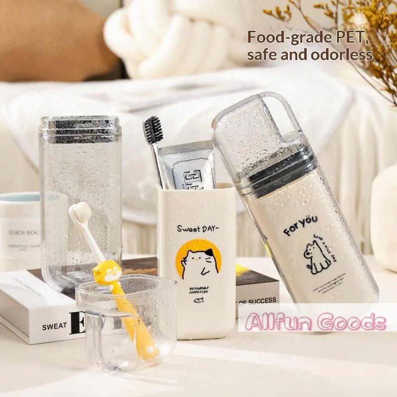 3 In 1 Portable Travel Toothbrush Rinsing Cup Cute Cartoon Toothbrush Cup Travel Simple Toothbrush Holder For Trip Home Camping