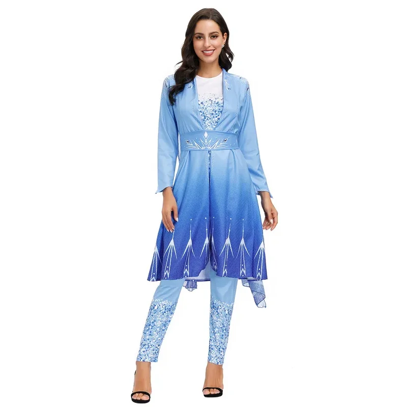 Princess Party Dress Adult Women Clothing Halloween Cosplay Costume Snow Queen Elsa Character Costumes Carnival Roleplay Outfits