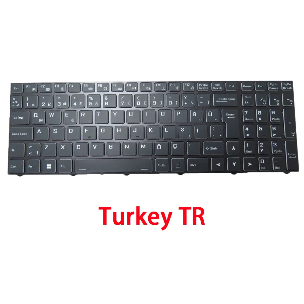 

Клавиатура с красочной подсветкой для ноутбука CVM19N2600J4302 6-80-X17S3-190-1 Турция TR с черной рамкой, новая
