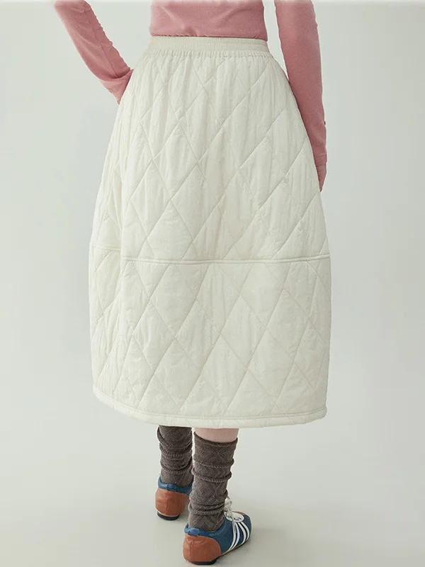 Inverno 2025 cintura alta a linha midi saia feminina solto ajuste coreano sle diamante id algodão inserção saias casuais