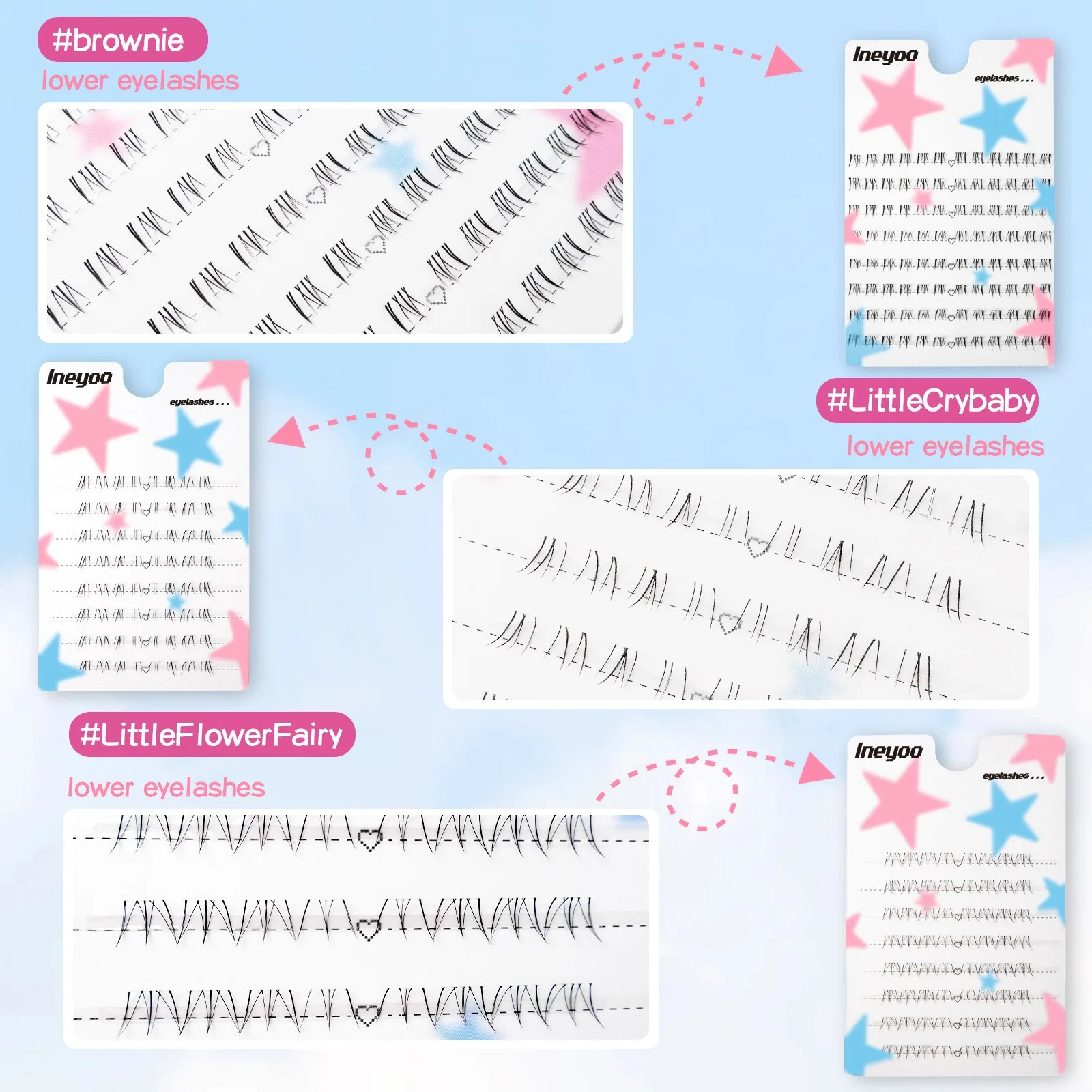 Natural Segmented Lower Eyelashes Diy Manga Lashes Transparent Terrier Strands Eyelash Soft False Eyelashes Daily Makeup