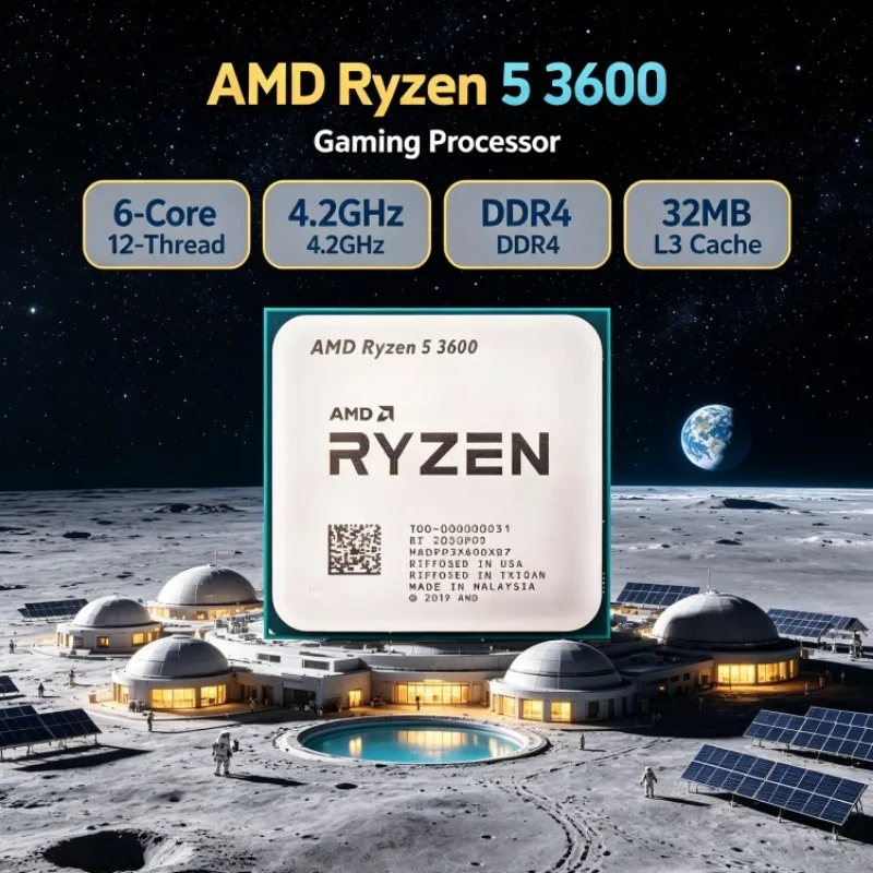 AMD Ryzen 5 3600 R5 6-Core 12-Thread 7nm 65W 3.6GHz Up to 4.2GHz L3=32M Socket AM4 DDR4 PCIe 4.0 Gaming CPU for Office
