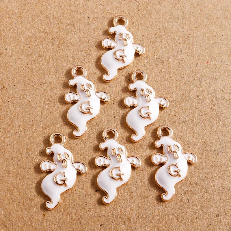 10pcs /Lot Halloween Charms Enamel Bat Pumpkin Ghost Charms Pendants for Jewelry Making Necklace Earrings DIY Craft Supply