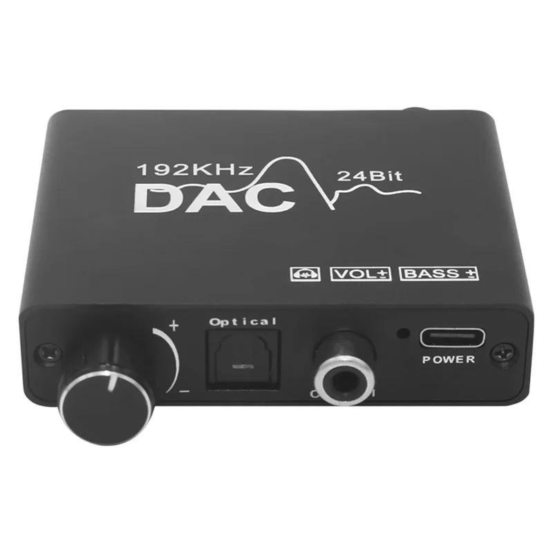 192KHz DAC Converter Digital Optical Coaxial Toslink to Analog L/R RCA 3.5mm Audio Converter Adapter with Volume Control