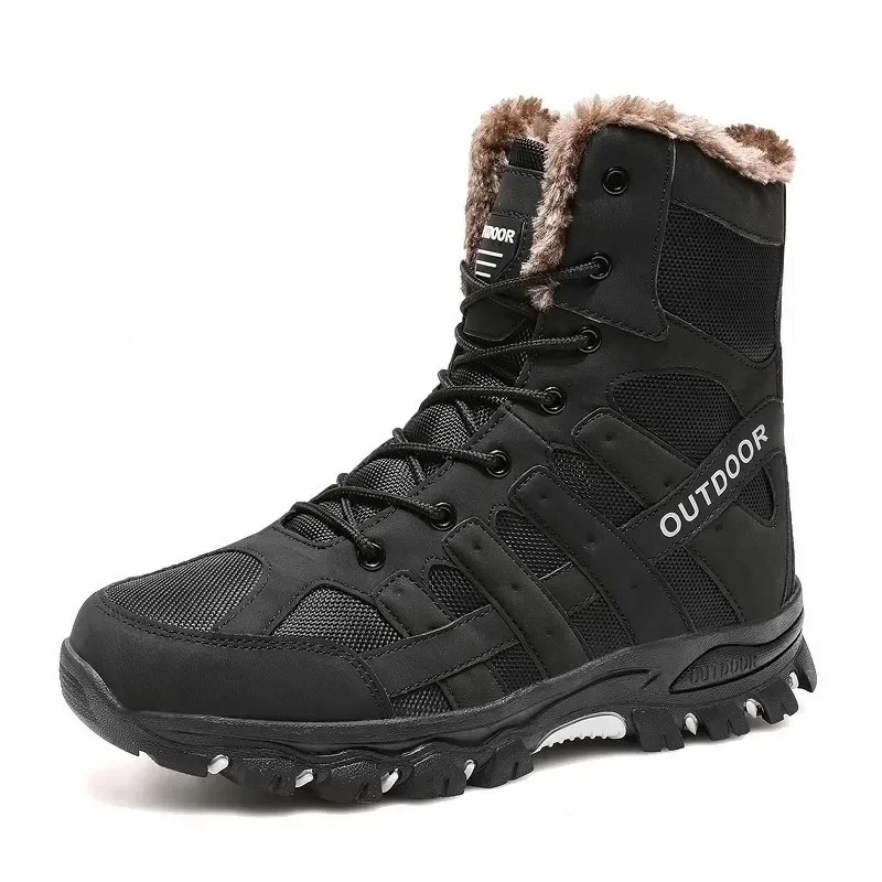 

Men Warm Winter Snow Boots Tactical Combat Boots Outdoor Work Cotton Boots High Top Warm Sneakers Mens Plush Hiking Shoes